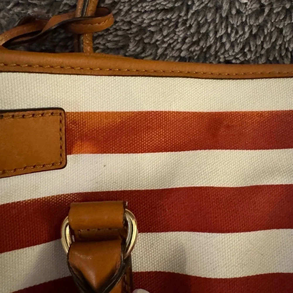 MICHAEL KORS Red and White Striped Hamilton Bag